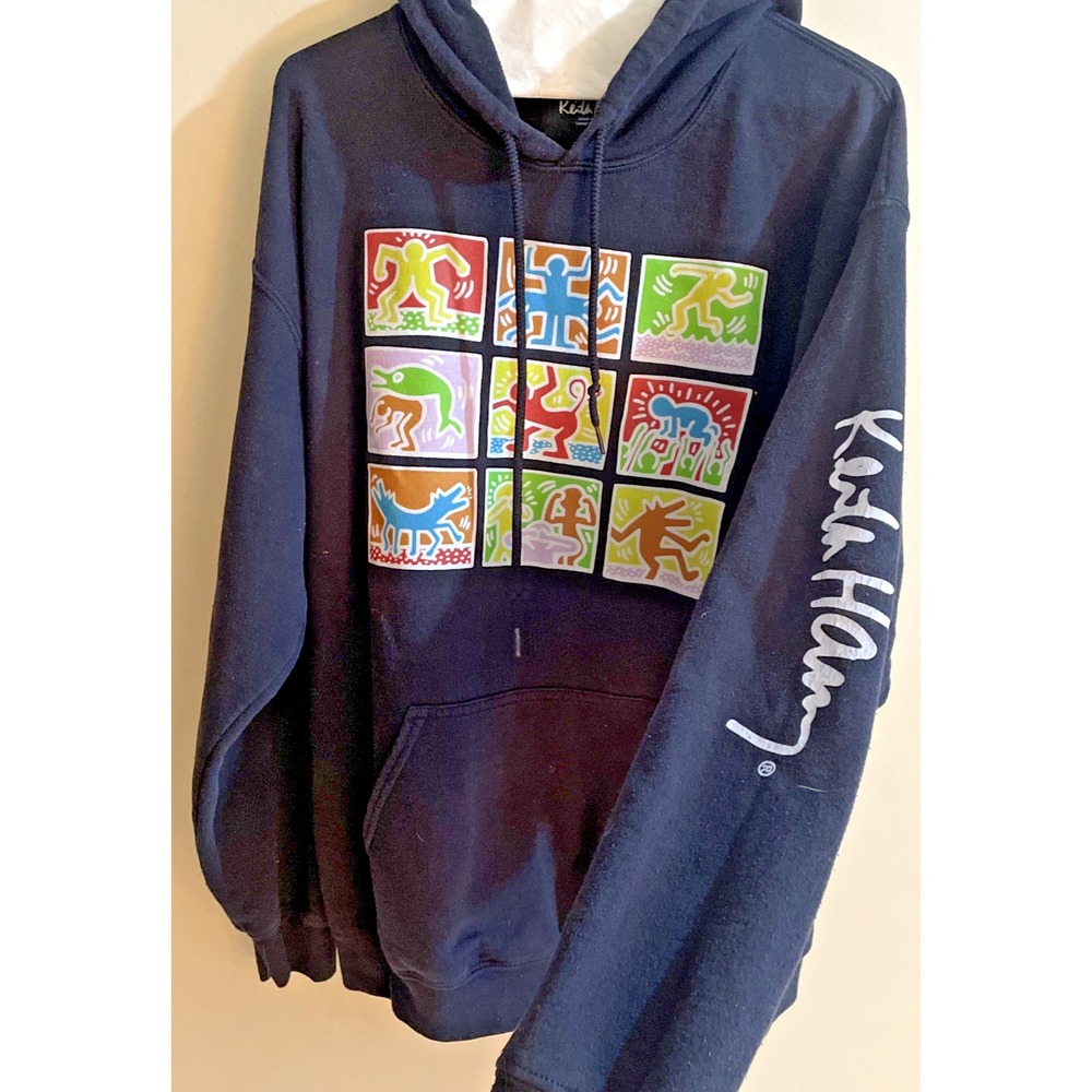 Keith Haring RSQ Hoodie Sweatshirt Street Artist Art Graffiti Andy Warhol NYC L